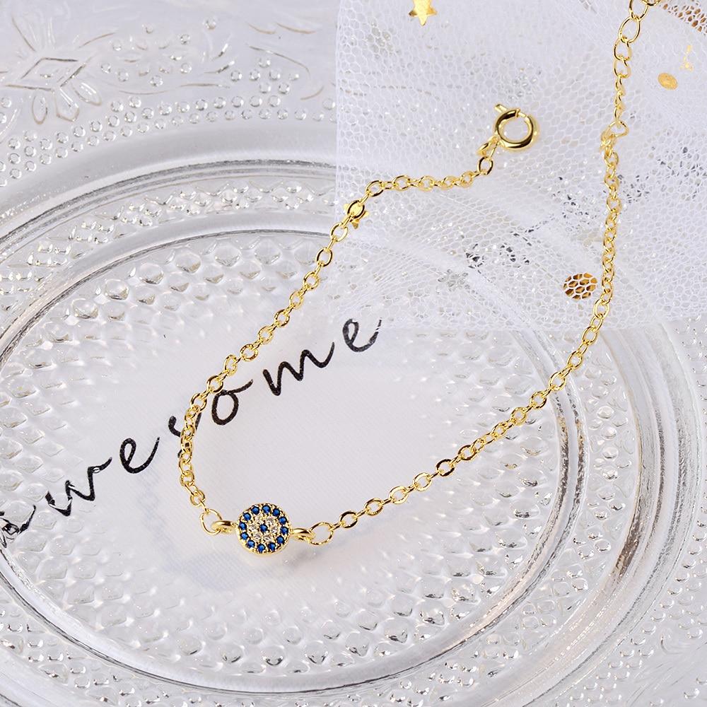 

Роскошные браслеты из стерлингового серебра 925 пробы с подвесками из фианита и кристаллами, браслет с синей эмалью и бусинами Lucky Eye для женщин, ювелирные изделия из Турции золотой