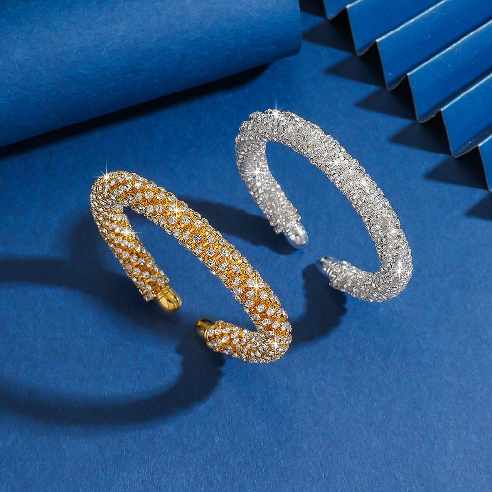 Exquisite Open Bracelet Size Adjustable Open Bangle New Full Rhinestone Bracelet  Women Fashion