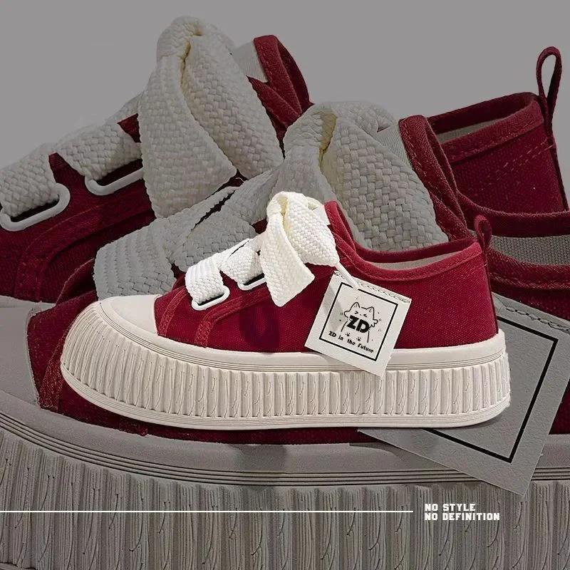 Sneakers Women Shoes for Woman Thick Soled Canvas Shoes 2025 New Trend Lady Breathable White Trainers Student Casual Board Shoes