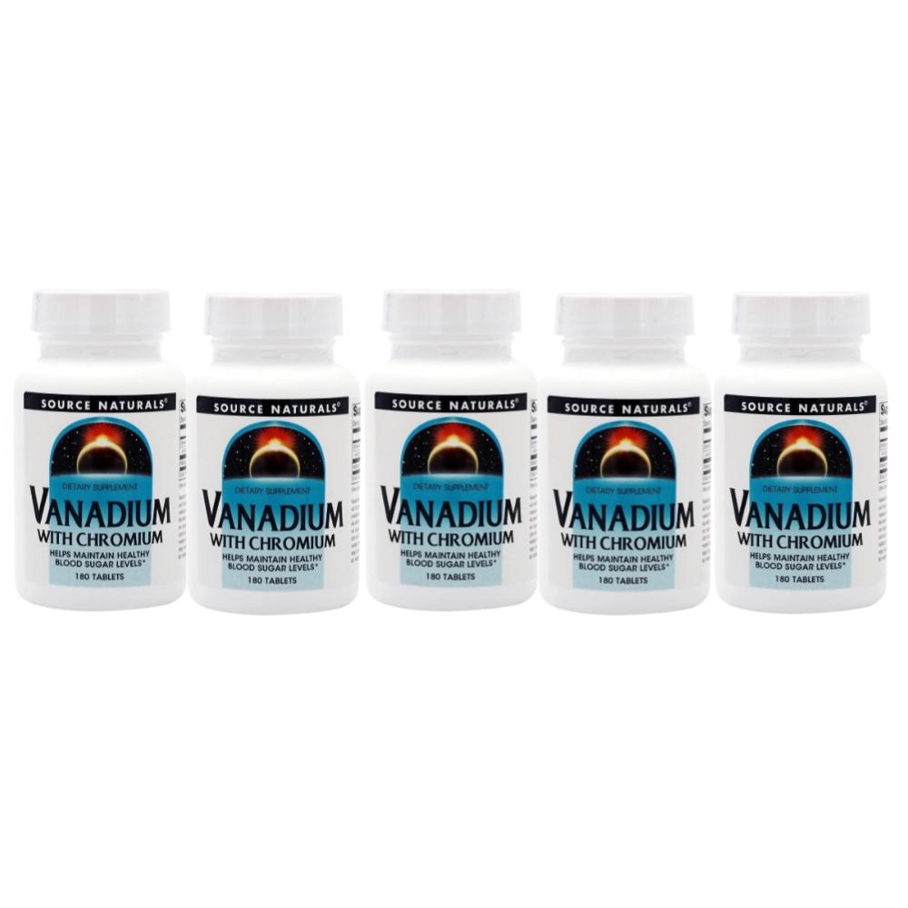 SOURCE NATURALS with VANADIUM Tablets Source Naturals Vanadium Chromium Chromium 180 Tablets 5 pcs