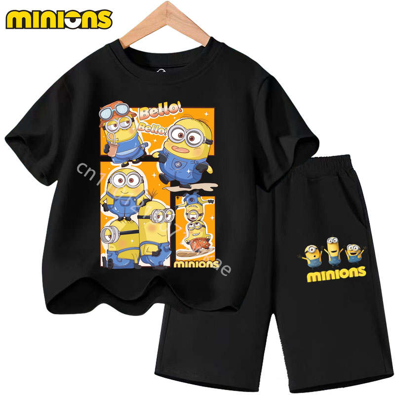 

2026 Minions Children s T-Shirt Set New Cute Casual Cartoon T-Shirt and Y2K Pants Set 100