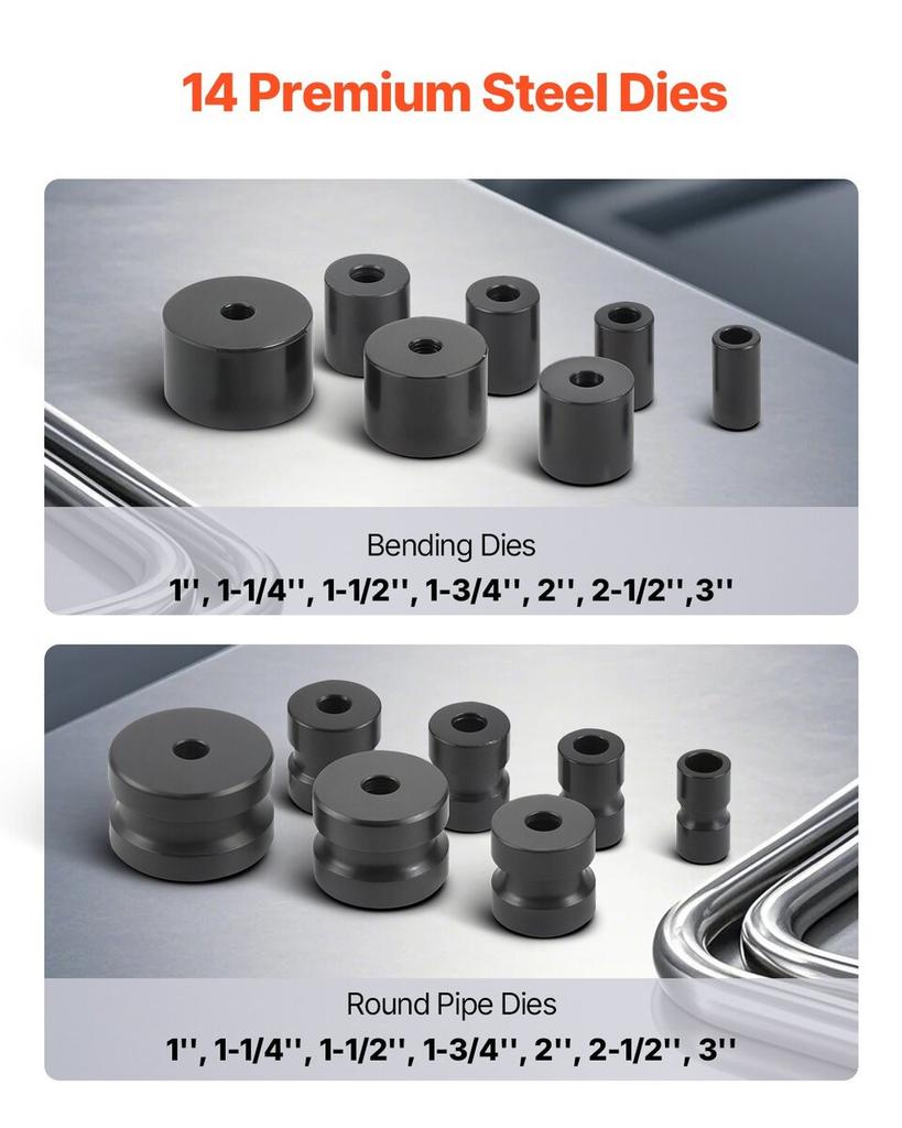 Manual Pipe Bender, Pipe Tube Bender with 14 Bending Dies, 200° Heavy-Duty Tube Bending Tool for Copper Aluminum Iron Pipes, Ideal for HVAC Air
