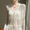Women Thin Long Sleeve Solid Sunscreen Knit Cardigan Summer Outerwear Cover Up
