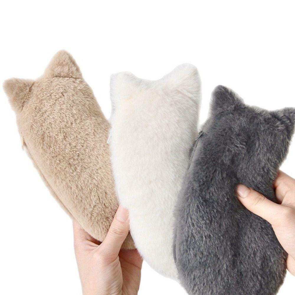 Soft Fluffy Pencil Case Kawaii Animal Stationery Bag Portable Cat Plush Pencil Bag  Office Supplies