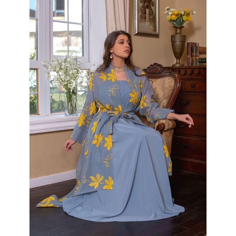 

Ближний Восток Индонезия Смокинг Ремесло Халат Пояс Сетка Blue M