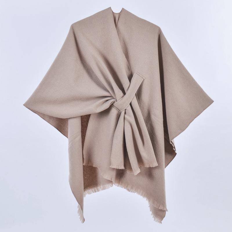 New Women's Spring Scarf Shawl Fashion Versatile Solid Color Four Seasons Imitation Cashmere Split Cape