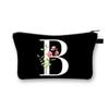 Wild Flower Alphabet Letter A-Z Makeup Bag Canvas Pouch Cosmetic Case Teacher Gift Purse