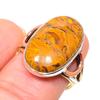 Natural Maryam Jasper Gemstone Two Tone 925 Sterling Silver Gift Ring S.7 j4W78