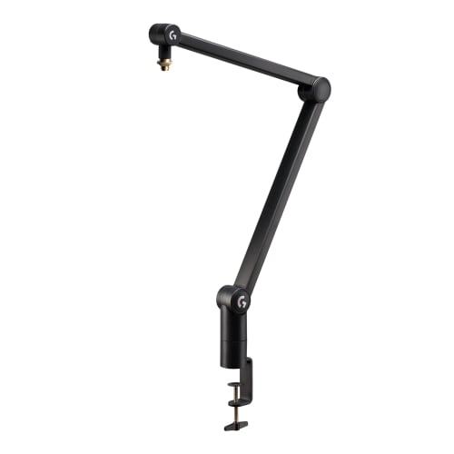 Logitech G Compass Premium Broadcast Boom Arm with Microphone, Built-in Spring, Desktop Clamp, and Integrated Cable Management for Recording, Gaming,