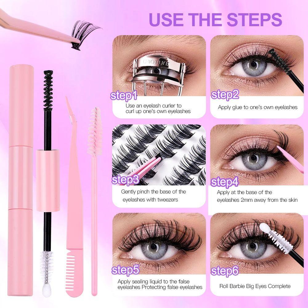 Wispy DIY Lash Extension Kit Natural Look Individual Lashes Kit False Eyelashes  for Beginners
