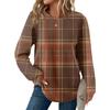 Women's Plaid Print Round Neck Long Sleeve Casual Loose Top