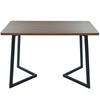 117X68cm dining table, (1-pc), frame made of metal, wood grain kitchen table with metal legs for dining room living room, black/walnut color