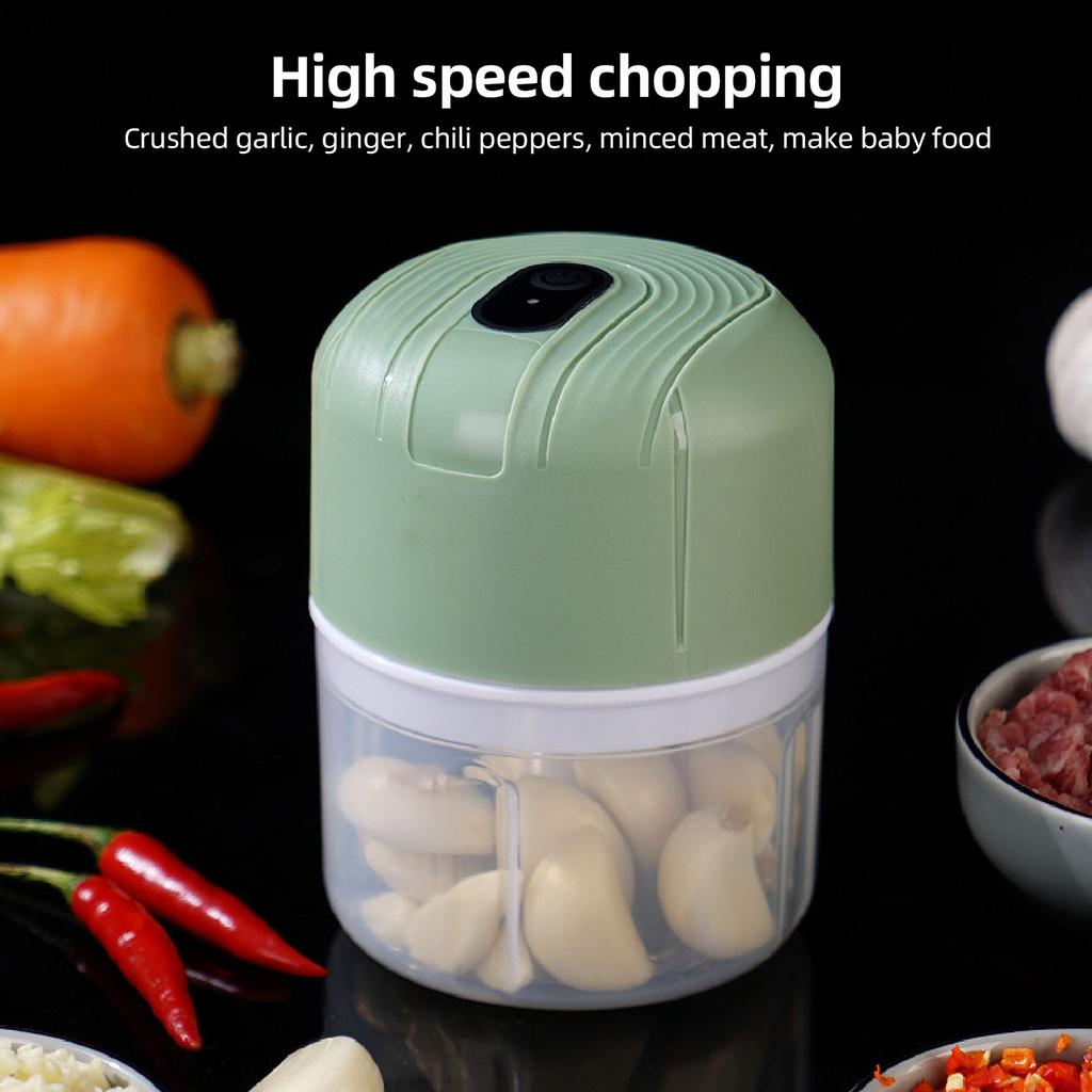 Electric Garlic Masher Stainless Steel Blades Small Garlic Mincer Grinder for Chili Meat Home Use