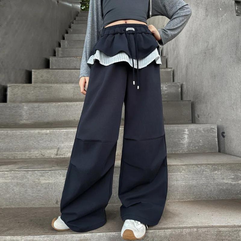 Pantaloni Cargo Autunnali per Bambini Ragazze Pre-adolescenti Streetwear Pantaloni Lunghi Pantaloni della Tuta per Adolescenti Decorazione Finta Gonna Pantaloni da Ginnastica per Bambini