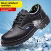 Men's Safety Shoes Steel Toe Anti Slip Working Shoes Faux Cowhide Waterproof Safety Footwear with Protection Anti Piercing