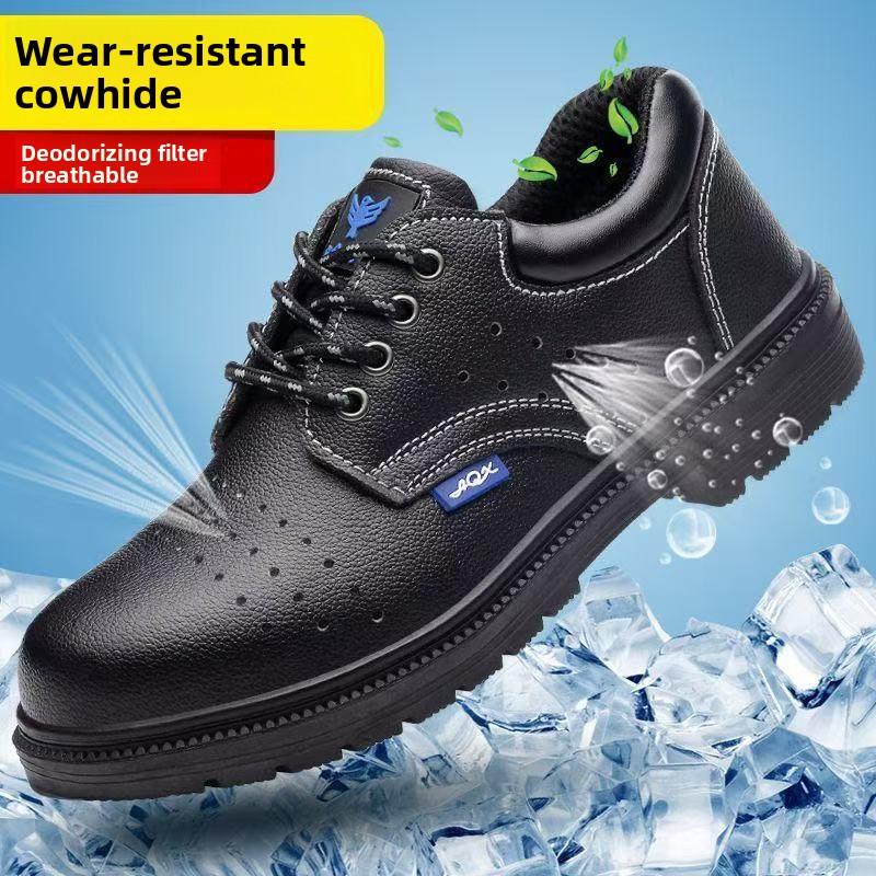 Men's Safety Shoes Steel Toe Anti Slip Working Shoes Faux Cowhide Waterproof Safety Footwear with Protection Anti Piercing