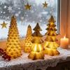 4 Pcs Light Up Christmas Tree Figurines Resin Christmas Tree Tabletop Decoration for Holiday Mantel Desk Centerpiece