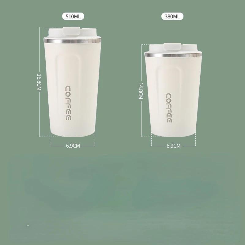 380/510ml Stainless Steel Coffee Cup Travel Thermal Mug Leak-Proof Thermos Bottle Tea Coffee Mug Office Business Style Thermos