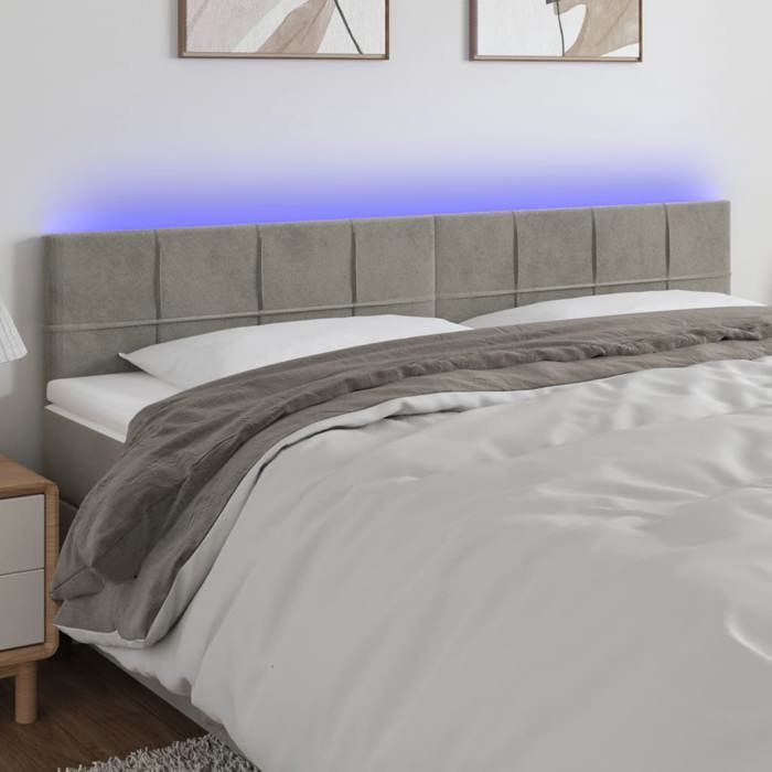 VidaXL LED Headboard Bedroom Furniture Double Bed Accessory Head of Bed Frame Interior Light Grey 3121666