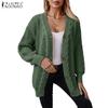 ZANZEA Women Long Sleeve Buttons Up Casual Loose Knitted Sweaters Cardigan