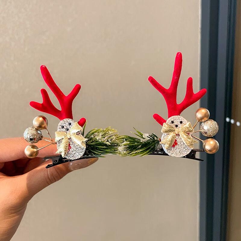 Набор заколок для волос  Рога оленя и снеговик  на Рождество