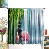 Garden Zen Stone Blackout Curtains   Zen Stones Spa Theme Green Bamboo Pink Flower Candle Window Drapes   for Bedroom Living Room
