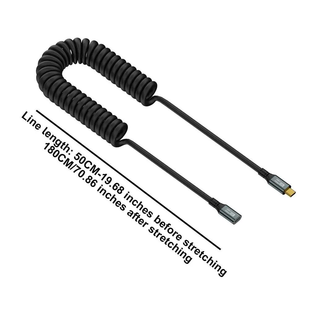 

Type-C to C Spring Coiled Cable Support 20Gbps Data Transfer 8K@60Hz Display USB C 100W Fast Charging Cord for Car Mobile Phone 1.8m