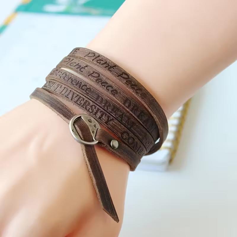 1 Vintage Leather Woven Bracelet - Versatile Necklace, Wrist And Waist, Fashionable Leather, Unisex Daily Accessory