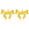 Gold-Plated Princess Necklace and Earrings Set: Bowknot Heart Tassel Pendant with Collarbone Chain.