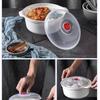 Bol Vaporizador de Comida para Microondas con Tapa - Contenedor de Alimentos Grande de 2.4L para Calentar y Cocinar al Vapor