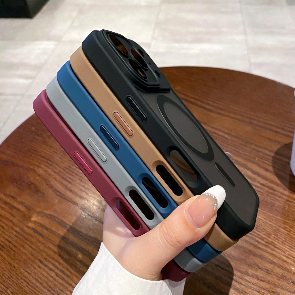 Luxury Matte Translucent Camera Protection Magnetic Case For iPhone 16 Pro Max 16 15 14 Plus 13 12 Pro Max 16e Magsafe Case