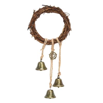 Rattan Ring Wind Chimes Decorative Wall Hanging Vine Rope Ring Bell for Home Wedding