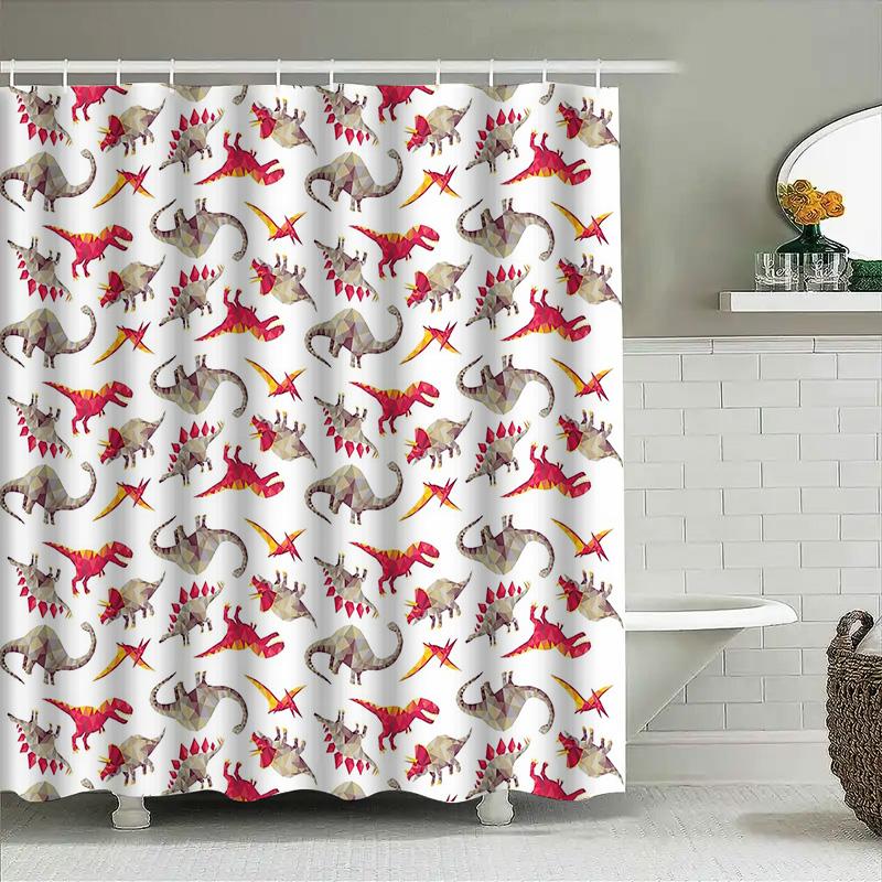 Bathroom Shower Curtain Dinosaur Pattern Tropical Rainforest Jungle Animal Nature Decor Waterproof Fabric Home Decor