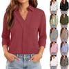 Damen V-Ausschnitt Gestreifte Bluse 3/4 Ärmel Business Casual Oberteil für die Arbeit