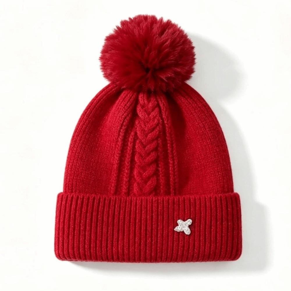 Warm Winter Hat Windproof Beanie Hats Fashion Pompoms Hat Outdoor