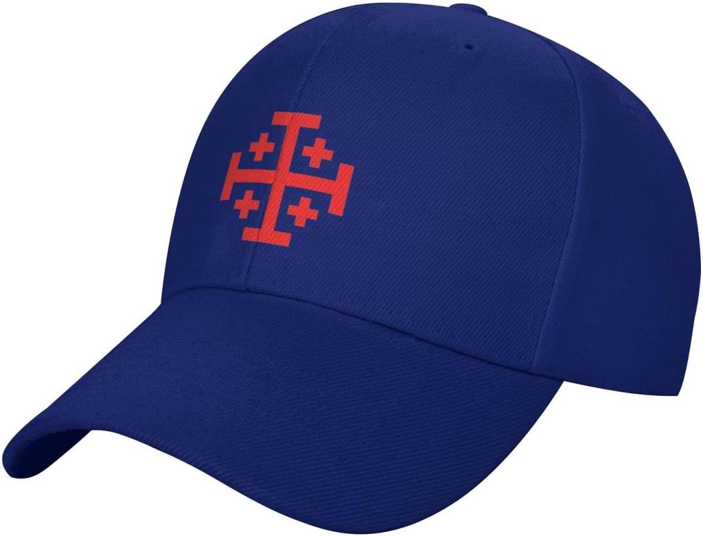 Jerusalem Cross Crusader Adjustable Baseball Cap Casual Cotton Dad Hat for Adults