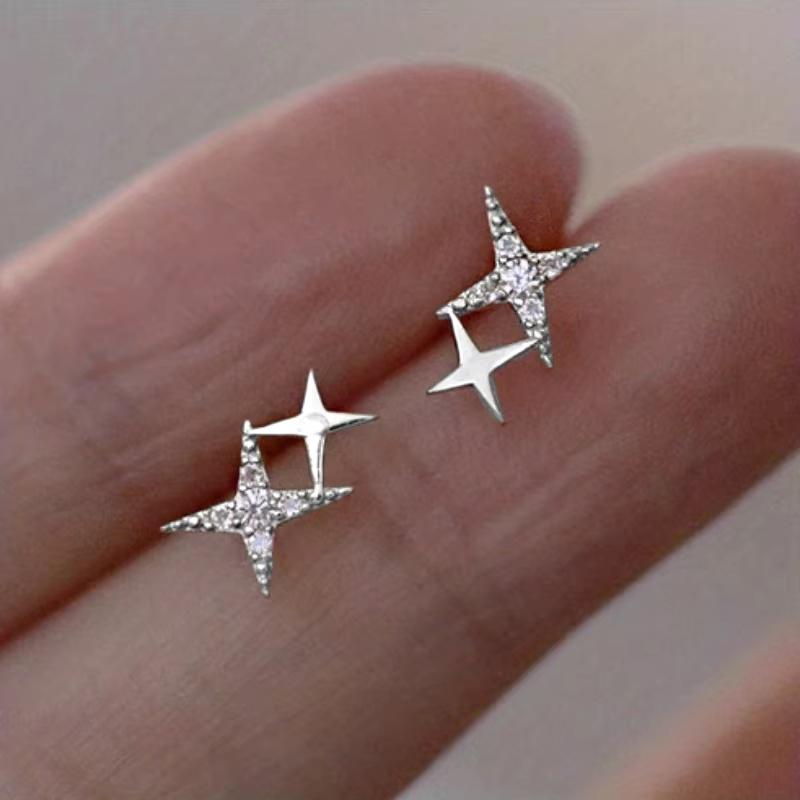 

Avenneth New Fashion Stud Earrings For Women Banquet Asymmetry Cross Star Silver Color Earring Jewelry Vintage Accessories Gifts