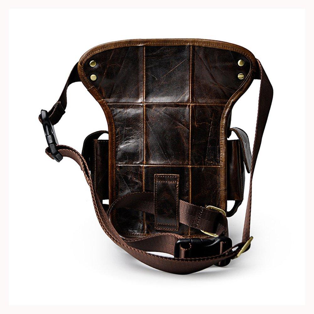 Meigardass Leg Genuine Multifunctional Waist Pouch for Thigh Hip and Shoulder Outdoor Waterproof and Abrasion Resistant Men's Bag, Leather,