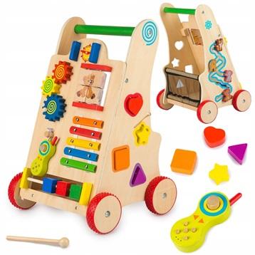 Pchacz Drewniany Chodzik Kostka Edukacyjna 6W1