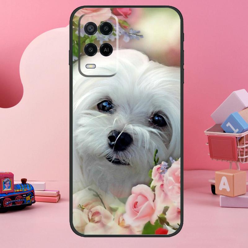 Cartoon Maltese Dog Case For Oppo A5 Pro A15 A17 A57 A77 A18 A38 A58 A78 A98 A94 A74 A54 A16 A76 A96 A40 A60 A80
