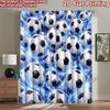 2D Flat Printing 2pcs Curtain Drapes Soccer Balls Glow Digital Printed Polyester Drapes Birthday Party Perfect for Holiday