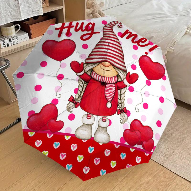 Christmas Gnomes Pattern Folding Umbrella Fashion Auto-Open 8 Iron Ribs Plastic Handle Foldable Sunshade Perfect Christmas Gifts