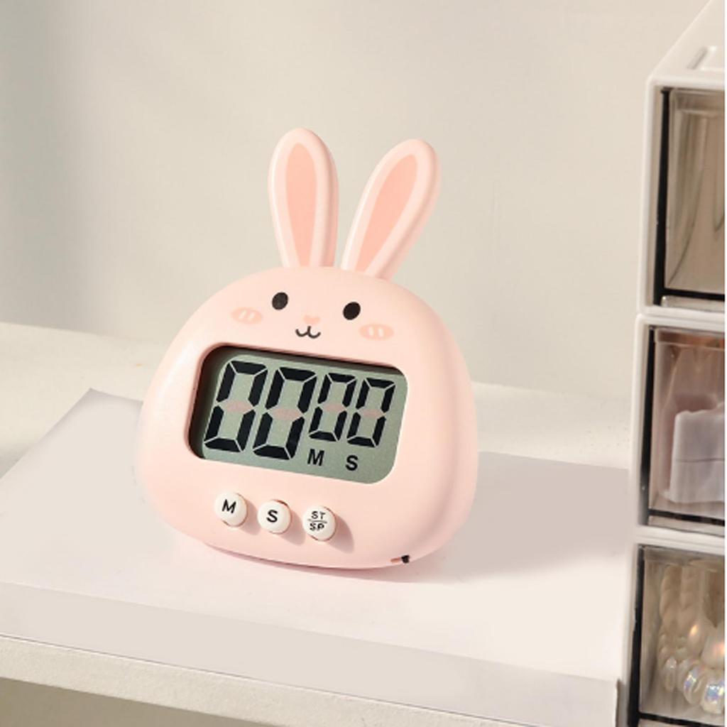 Digital Kitchen Timer Cute Bunny Magnetic Precise Easy Operation Clear Alarm Cooking Timer for Family School Office