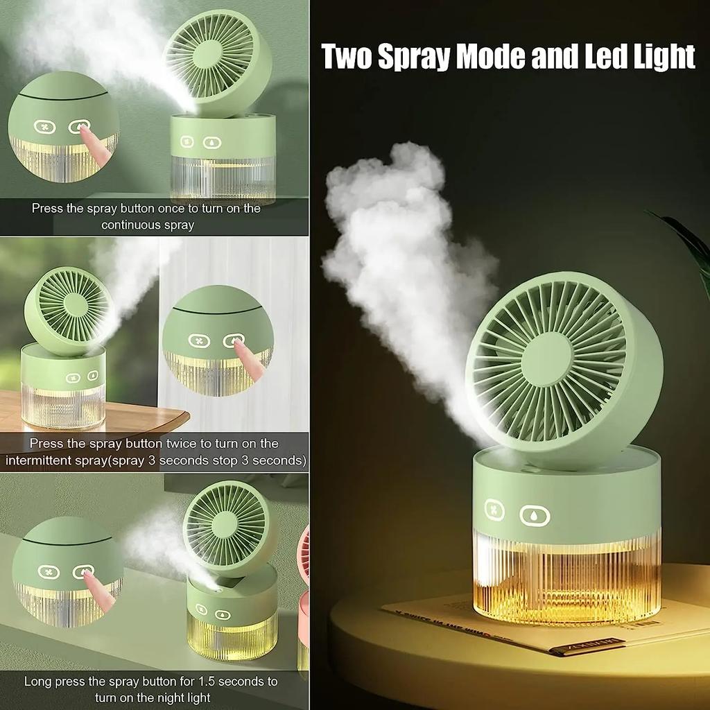 Mute High Capacity Portable USB Rechargeable Mini Fan Desktop Humidifier Water Spray Fan Folding Air Cooling Fan