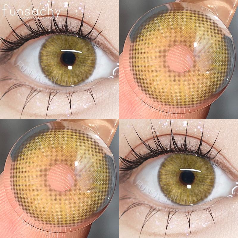 

FUNSACHY 1 пара коричневых цветных контактных линз для глаз, натуральные коричневые контактные линзы для глаз, цветные линзы, контактные линзы для красоты для учеников