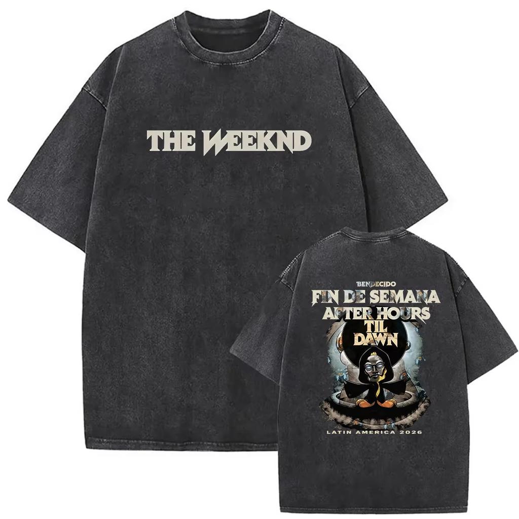 2026 Summer Hot Sale Vintage Washed The Weeknd After Hours Til Dawn Tour 2026 T Shirts Men's Women's Hip Hop Streetwear T-shirt
