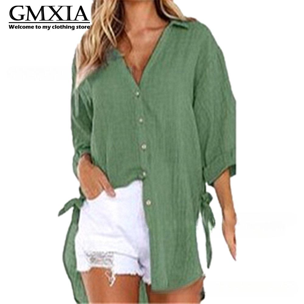 GMXIA Dámská móda Ležérní Volnočasové Jednobarevné S potiskem Dlouhý rukáv POLO Límec Halenky a Košile