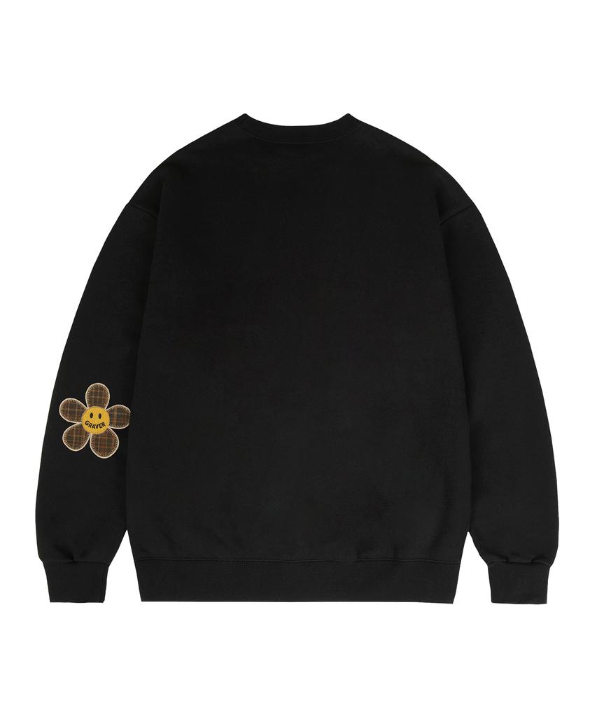 GRAVER [Unisex] Elbow Flower Dot Sweatshirt_Black