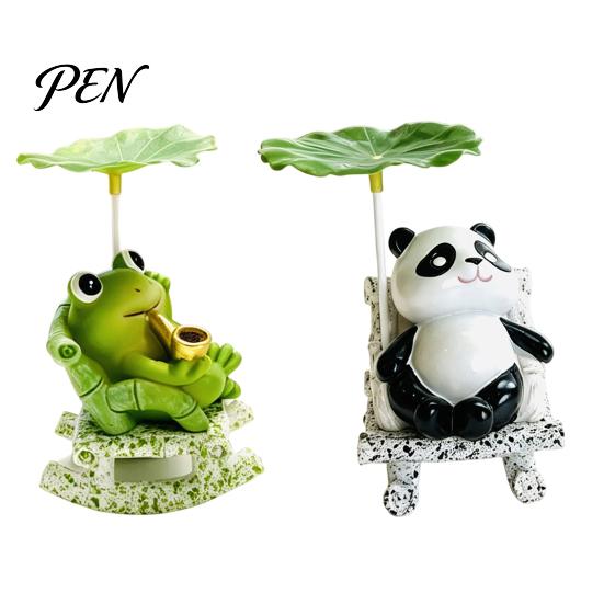 Unique Holiday Gifts Rocking Frog Panda Figurine, Cute Resin Bobble Chair Decor with Lotus Leaf Design, Figurines Stress Relief Desk Ornament for Car