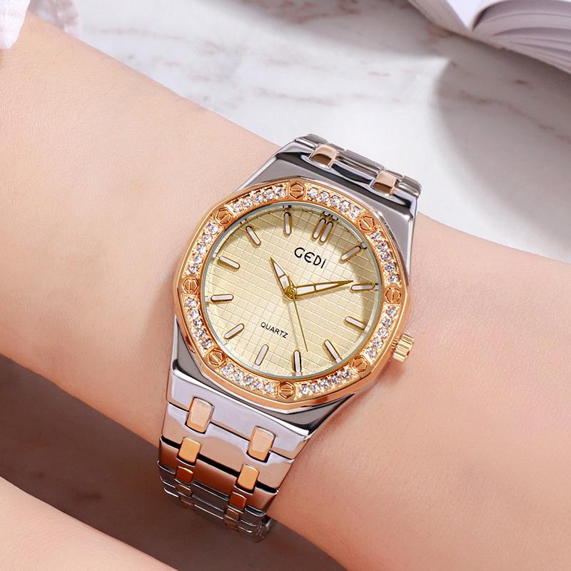 Niche High-End Women'S Watch Fashion Plaid Alloy Watch Women'S Luxury Waterproof Quartz Watch